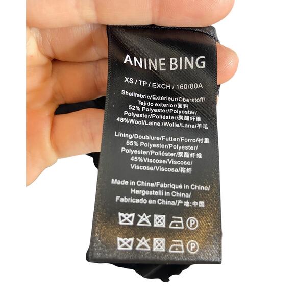 Anine Bing Declan Blazer Jacket Single Breasted Wool Blend Career Black Size XS - Picture 6 of 10